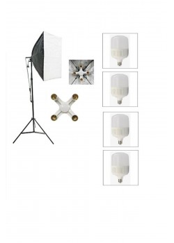 4 Duylu Softbox ,2m Işık Ayağı , 4x20 Wat Led Lamba (7200 Lümen), sabit ışık,sürekli ışık