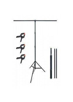 T  Fon Standı (1.5x2 M)+ 3 Adet Fon Mandalı Dijital Fotoğraf Çerçeveleri Siyah