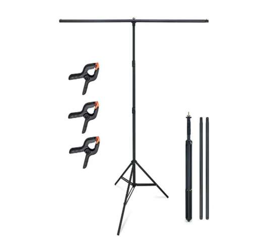 T  Fon Standı (1.5x2 M)+ 3 Adet Fon Mandalı Dijital Fotoğraf Çerçeveleri Siyah, 0789277172602