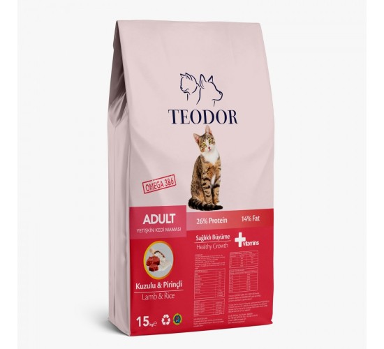Teodor adult yetişkin kedi maması kuzulu 15 kg, 8681692800790