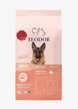 Teodor adult yetişkin köpek maması somonlu pirinçli yüksek enerjili 15 kg