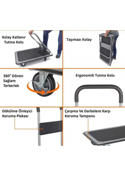 Duffmart PR2330 Pro Katlanır Platform 4 Tekerlekli Paket Taşıma Arabası 300 Kg