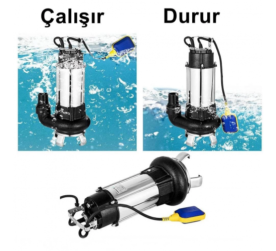 Duffmart V1100F-B Pis Su Foseptik Parçalayıcılı Açık Fanlı Dalgıç Pompa, 8681966117050
