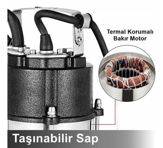 Duffmart V1100F-A Pis Su Foseptik Parçalayıcılı Açık Fanlı Dalgıç Pompa, 8681966117043