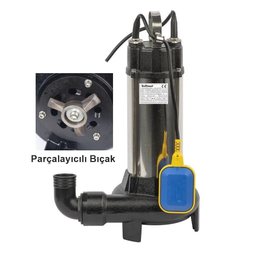 Duffmart V1300DF Pis Su Foseptik Bıçaklı Parçalayıcılı Dalgıç Pompa, 8681966117081