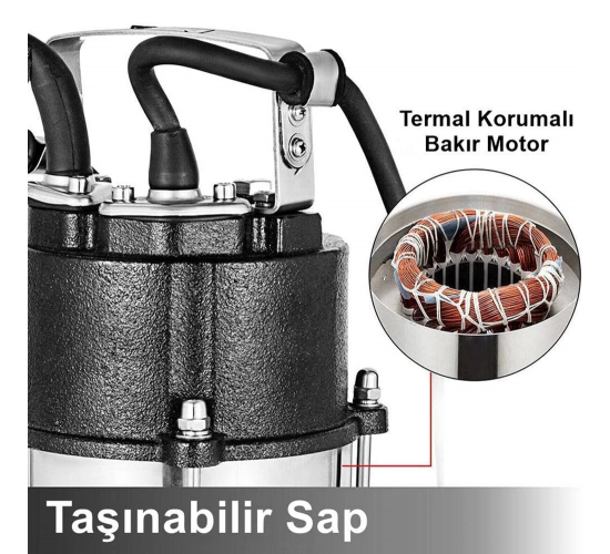 Duffmart V450F-C Pis Su Foseptik Parçalayıcılı Açık Fanlı Dalgıç Pompa, 8681966117029