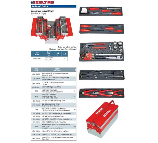 İzeltaş 8420 00 5063 Mekanik Takım Çantası 62 parça, 8691150946083