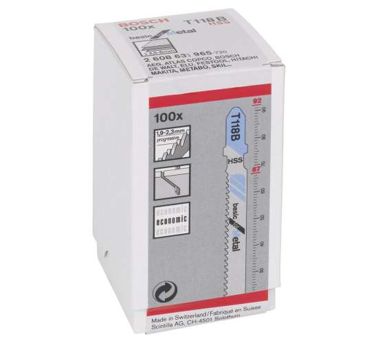 Bosch Ekonomik Seri Metal İçin T 118 B Dekupaj Testeresi Bıçağı - 100'Lü Paket, 3165140067508