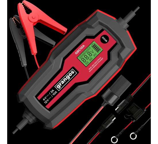 Grangos GBC10A 6V / 12V 180 AH Akıllı Dijital Akü Şarj ve Bakım Cihazı, 8683347921140