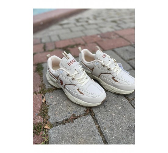 U.S. POLO  ORTABETİK CİLT SPOR AYAKKABI 880368 ISABELLA BEJ / Beden : 36 / Cinsiyet : Kadın / Kız