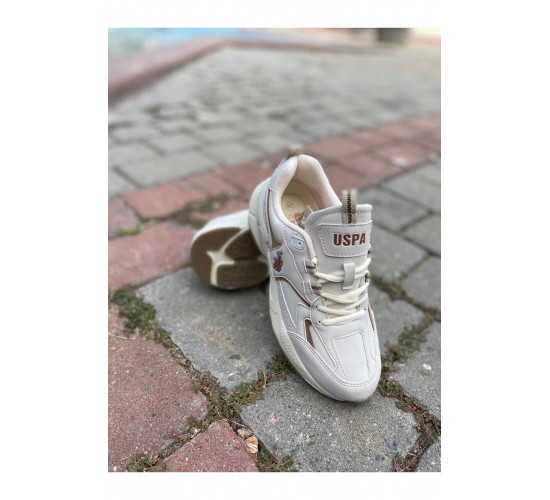 U.S. POLO  ORTABETİK CİLT SPOR AYAKKABI 880368 ISABELLA BEJ / Beden : 36 / Cinsiyet : Kadın / Kız