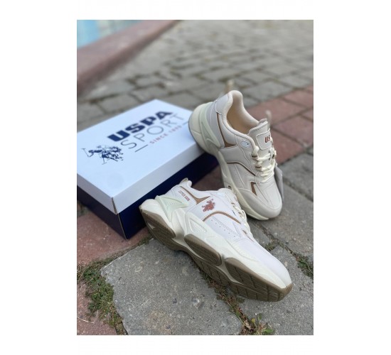 U.S. POLO  ORTABETİK CİLT SPOR AYAKKABI 880368 ISABELLA BEJ / Beden : 36 / Cinsiyet : Kadın / Kız