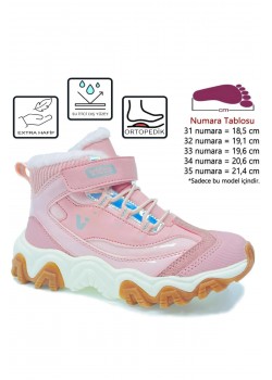Radus Kürklü Hafif Taban Ortopedik Kız Çocuk Bot Rugan Pudra Pembe / Beden : 32 / Cinsiyet : Kadın / Kız