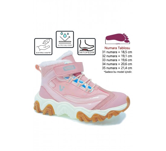 Radus Kürklü Hafif Taban Ortopedik Kız Çocuk Bot Rugan Pudra Pembe / Beden : 33 / Cinsiyet : Kadın / Kız