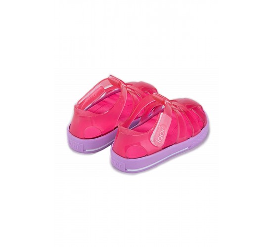 S10270 Star Bicolor Çocuk Sandalet Fuşya-Lila / Beden : 23 / Cinsiyet : Kadın / Kız