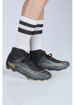 29676 Çoraplı Siyah - Altın Rengi Çim Halı Saha Krampon Futbol Ayakkabısı / Beden : 42 / Cinsiyet : Erkek