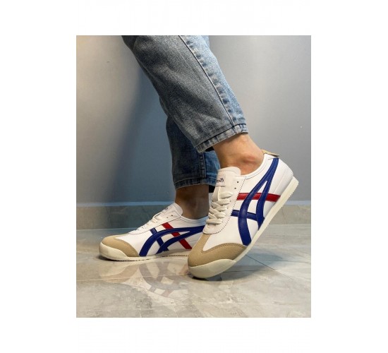 Günlük Bağcıklı Sneaker Beyaz Mavi Kırmızı / Beden : 41 / Cinsiyet : Unisex