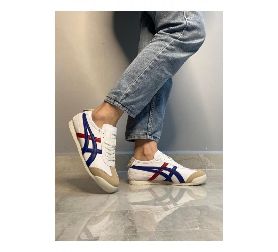 Günlük Bağcıklı Sneaker Beyaz Mavi Kırmızı / Beden : 41 / Cinsiyet : Unisex