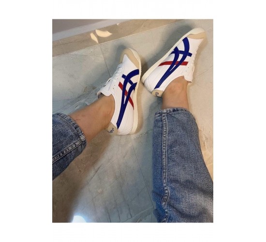 Günlük Bağcıklı Sneaker Beyaz Mavi Kırmızı / Beden : 41 / Cinsiyet : Unisex