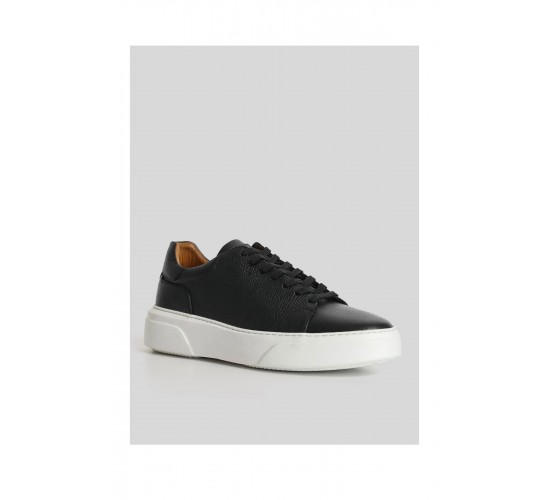 LUFİAN TOMMY ERKEK DERİ SNEAKER SİYAH AYAKKABI / Beden : 44 / Cinsiyet : Erkek