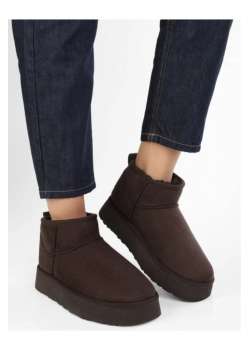 Bilekte Kısa Süet İçi Mini Kadın Kürklü Kalın Dolgu Kaymaz Tabanlı Uggy Bot / Beden : 40 / Cinsiyet : Kadın / Kız