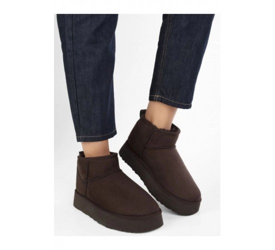 Bilekte Kısa Süet İçi Mini Kadın Kürklü Kalın Dolgu Kaymaz Tabanlı Uggy Bot / Beden : 38 / Cinsiyet : Kadın / Kız