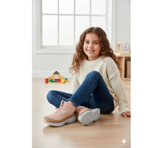 29177 Fermuarlı Somon Pembe - Kahverengi Kız Çocuk Günlük Bot / Beden : 31 / Cinsiyet : Kadın / Kız, 8681123882449