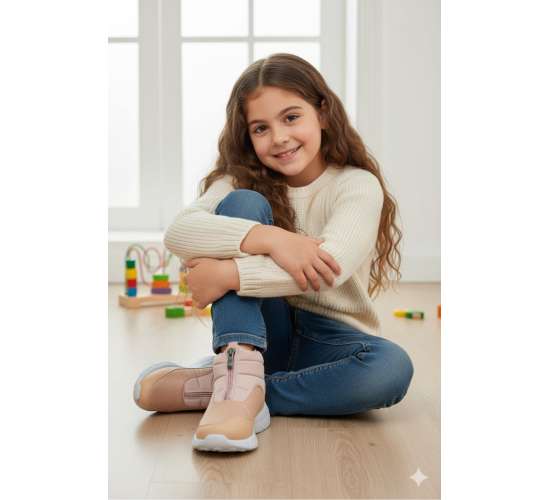 29177 Siyah - Kahverengi Kız Çocuk Fermuarlı Bot / Beden : 31 / Cinsiyet : Kadın / Kız, 8681123859588