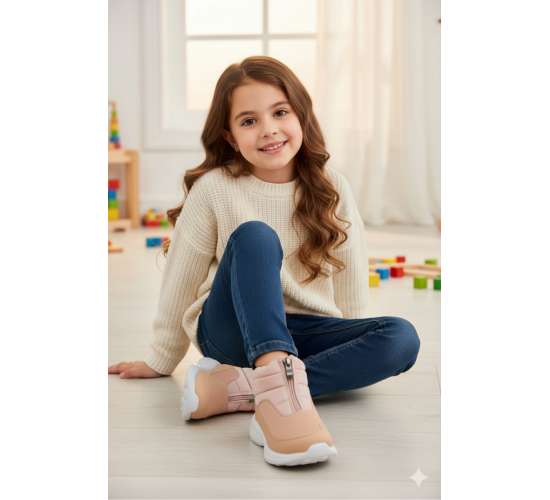 29177 Siyah - Kahverengi Kız Çocuk Fermuarlı Bot / Beden : 31 / Cinsiyet : Kadın / Kız, 8681123859588