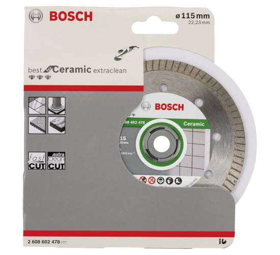 Bosch Best Serisi Seramik İçin Extra Temiz Kesim Turbo Segman  Elmas Kesme Diski 115 mm, 3165140518086
