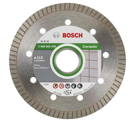 Bosch Best Serisi Seramik İçin Extra Temiz Kesim Turbo Segman  Elmas Kesme Diski 115 mm, 3165140518086