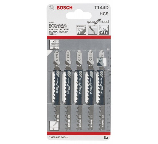 Bosch Hızlı Kesim Serisi Ahşap İçin T 144 D Dekupaj Testeresi Bıçağı - 5'Li Paket, 3165140006842