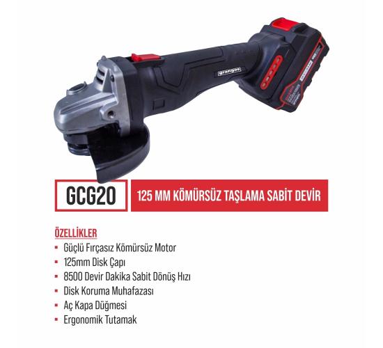 Grangos GCKIT204-F4 20V Kömürsüz Akülü Set – Darbeli Matkap, Somun Sıkma, Avuç Taşlama, Kırıcı Delici – 4×5.0Ah Akü, Hızlı Şarj, Çanta, Aksesuar Hediyeli