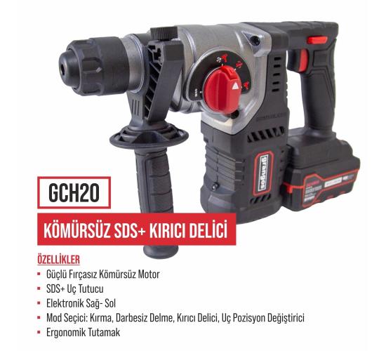 Grangos GCKIT204-F4 20V Kömürsüz Akülü Set – Darbeli Matkap, Somun Sıkma, Avuç Taşlama, Kırıcı Delici – 4×5.0Ah Akü, Hızlı Şarj, Çanta, Aksesuar Hediyeli