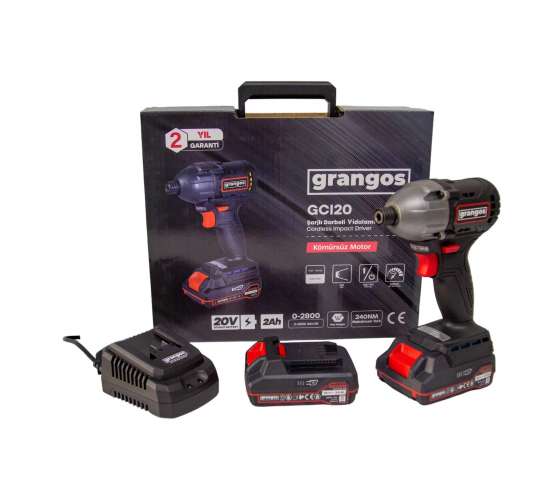 Grangos GCI20-T2 20V 2 Ah Çift Akülü Darbeli Vidalama, 8683347921065