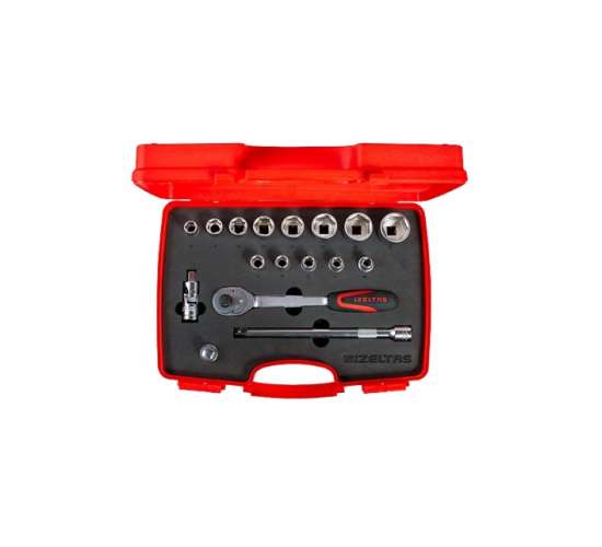 İzeltaş 1113002017 1/2" Altı Köşe Lokma Anahtar Takımı 17 Parça ( U Kolsuz), 8691150974468