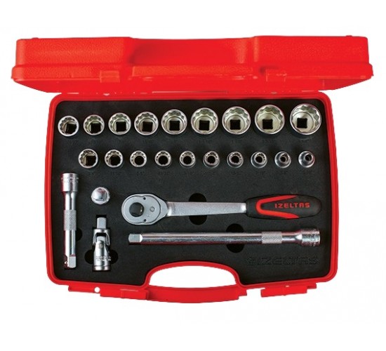 İzeltaş 1114006024 1/2" On İki Köşe Lokma Anahtar Takımı 24 Parça, 8691150972662