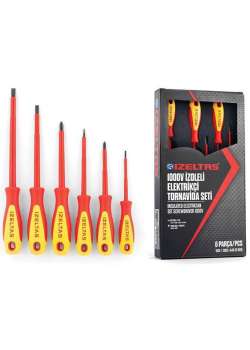 İzeltaş 4140009106 1000V İzoleli Elektrikçi Tornavida Seti 6 Parça