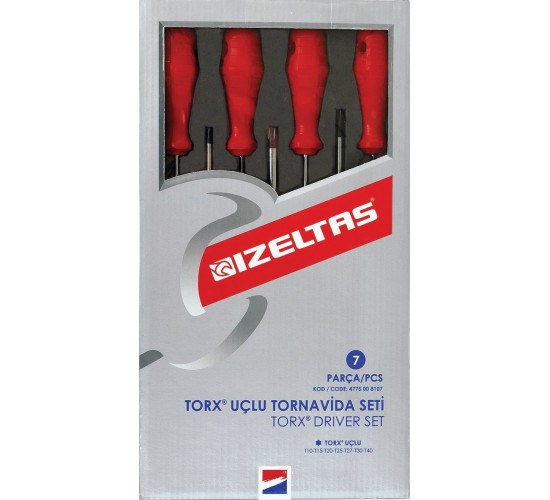 İzeltaş 4775008107 Torx Uçlu Tornavida Takımı 7 Parça, 8691150577584