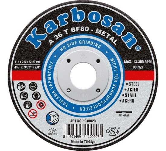 Karbosan 910020 Metal Kesme Diski 115 x 2.5 x 22.23 mm - 50'li Paket