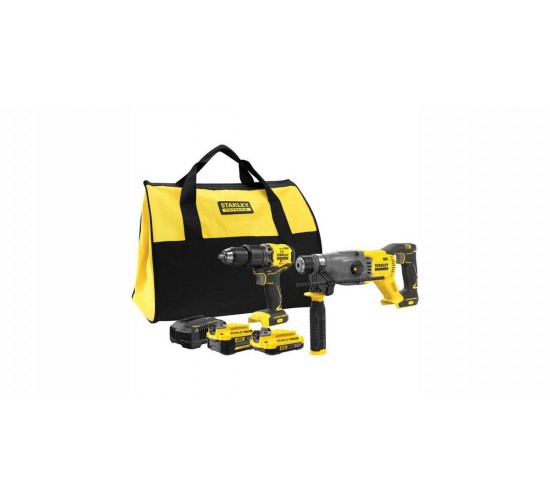 Stanley SFMCK216MDS 18V FATMAX® V20 Kömürsüz Darbeli Matkap ve SDS-Plus Kırıcı (1x4.0 Ah), (1x2.0 Ah)